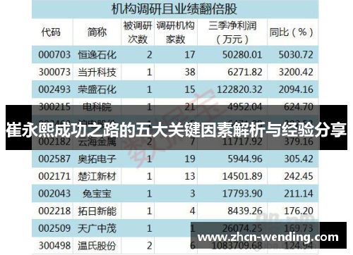 崔永熙成功之路的五大关键因素解析与经验分享